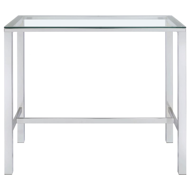 Tolbert Rectangular 47-inch Glass Top Pub Bar Table Chrome