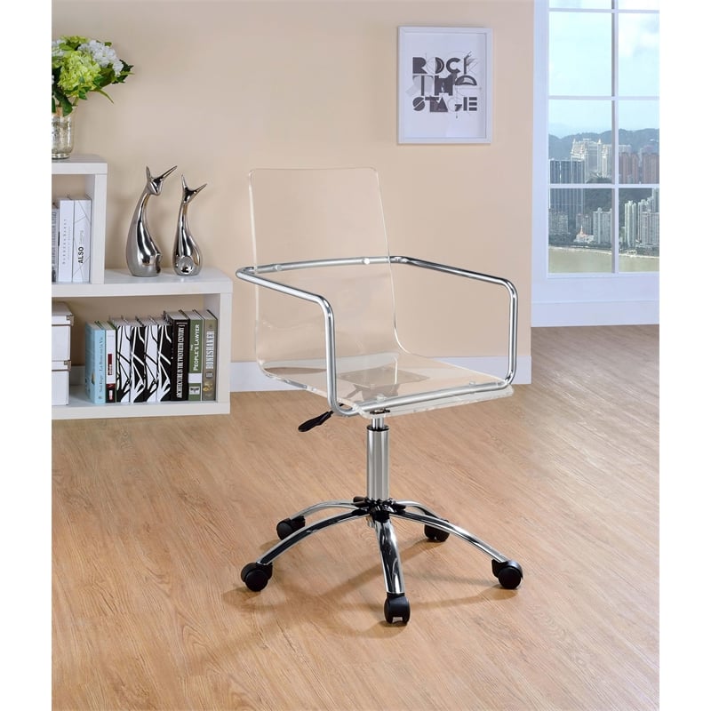 Amaturo Acrylic Adjustable Home Office Desk Chair Clear