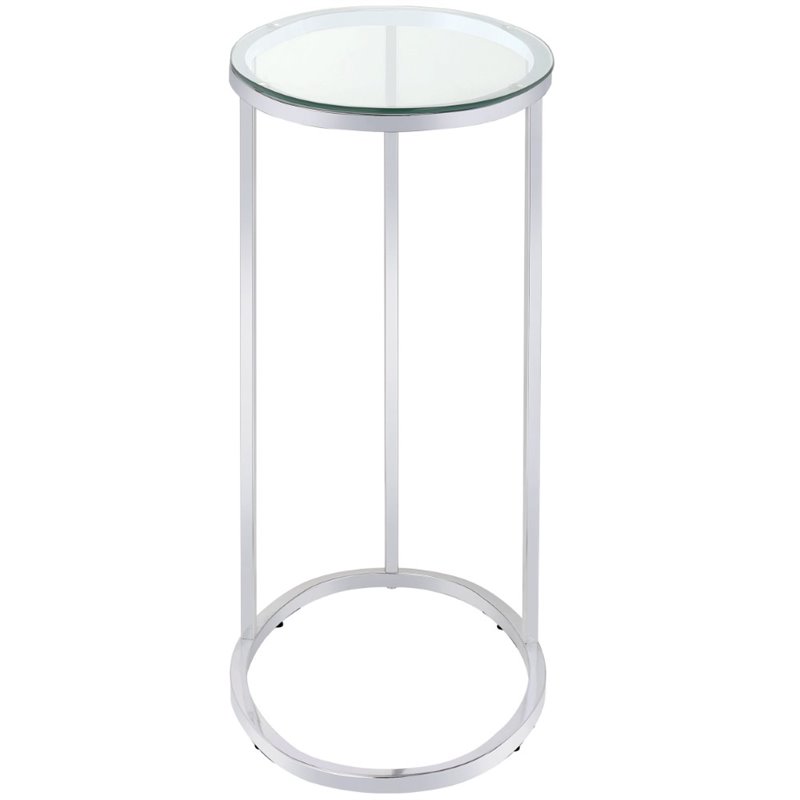 Coaster Contemporary Oval Glass Top Side Table in Chrome