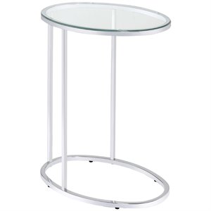 coaster contemporary oval glass top side table in chrome