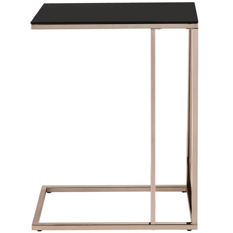 Coaster Contemporary Glass Top Side Table in Black and Chocolate Chrome