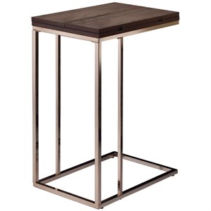 coaster contemporary wood top side table in chestnut and chocolate chrome