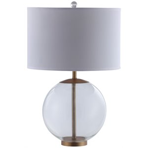 coaster contemporary glass table lamp with drum shade in clear