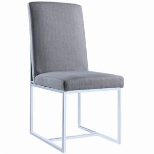 coaster mackinnon contemporary fabric upholstered dining side chair in soft gray