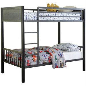 Coaster Meyers Modern Twin Over Twin Metal Bunk Bed in Black/Gray