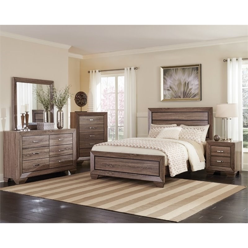 Kauffman 4-piece Queen Bedroom Set Washed Taupe