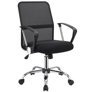 coaster contemporary breathable fabric upholstered office swivel chair in black