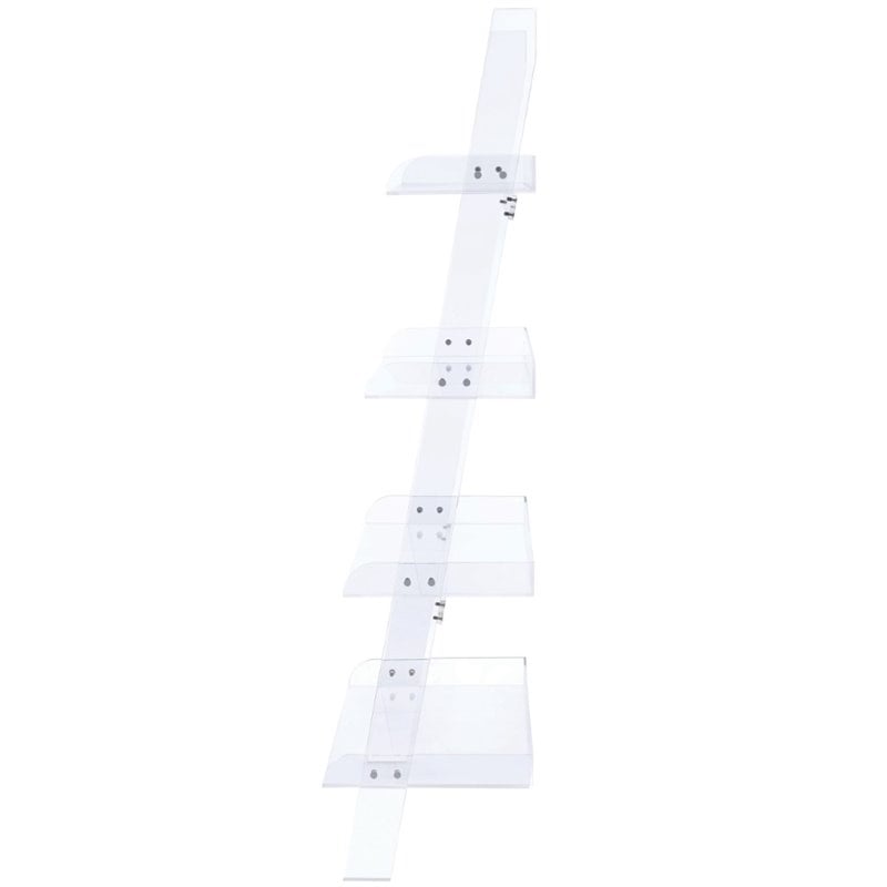 Amaturo 72-inch 4-shelf Acrylic Ladder Bookshelf Clear