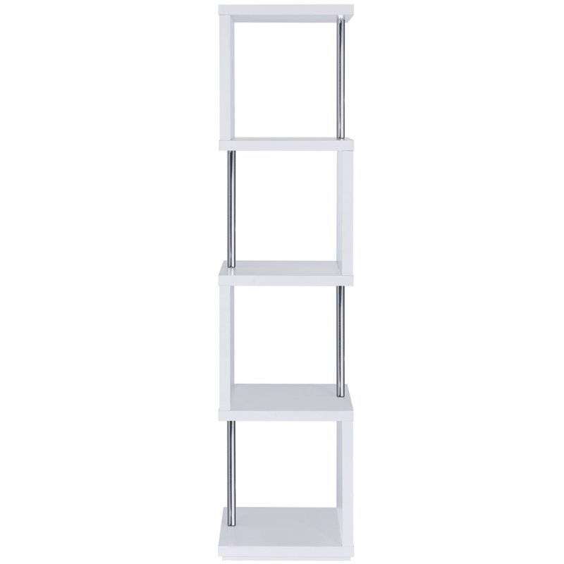 Coaster 4-Shelf Contemporary Wood Geometric Snaking Bookcase in White