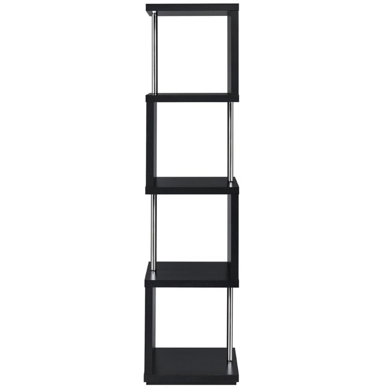 Baxter 67-inch 4-shelf Bookshelf Black and Chrome