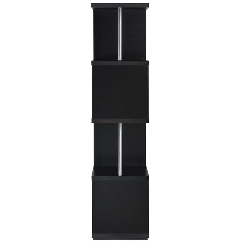 Baxter 67-inch 4-shelf Bookshelf Black and Chrome