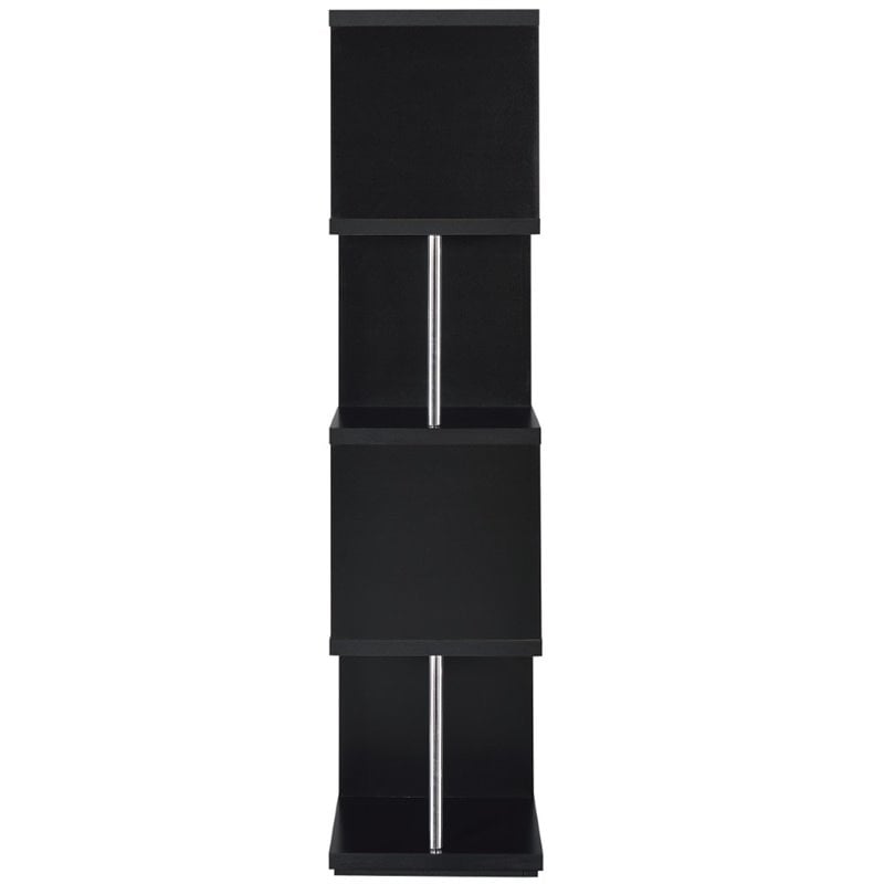 Baxter 67-inch 4-shelf Bookshelf Black and Chrome