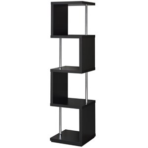 coaster 4 shelf contemporary wooden geometric snaking bookcase in black