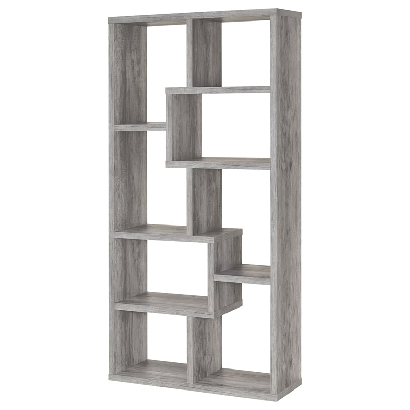 Theo 71-inch 6-shelf Wood Bookshelf Gray Driftwood
