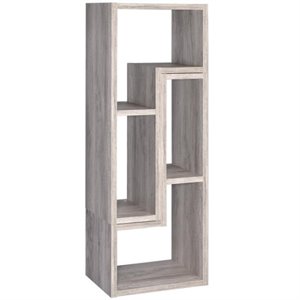 coaster contemporary modern adjustable wooden bookcase in gray driftwood