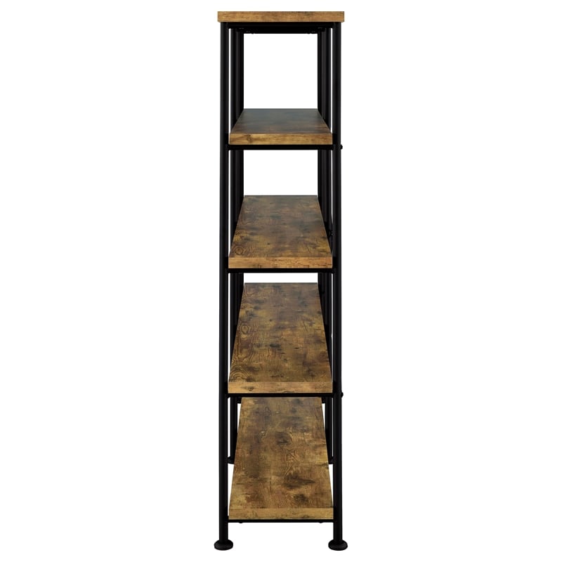 Analiese Engineered Wood 63-inch 4-shelf Double Bookshelf Rustic Nutmeg