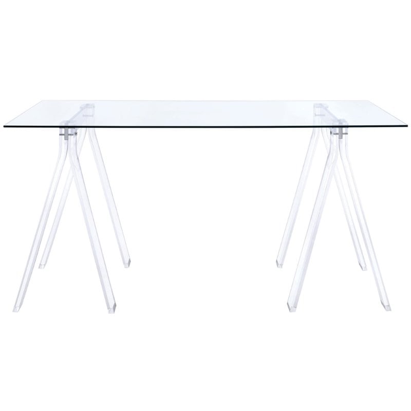 Amaturo 59-inch Glass Top Acrylic Writing Desk Clear