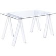 Amaturo 59-inch Glass Top Acrylic Writing Desk Clear