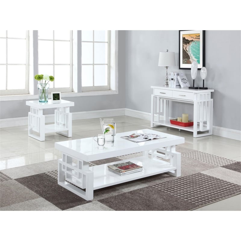 Schmitt Rectangular Side End Table White High Gloss