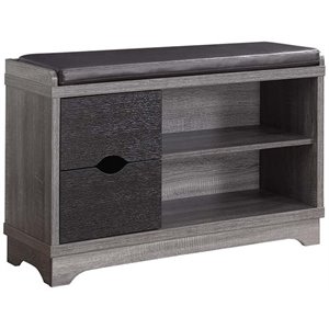 Coaster Contemporary Wood Rectangular Shoe Cabinet with 2-Drawer in Gray