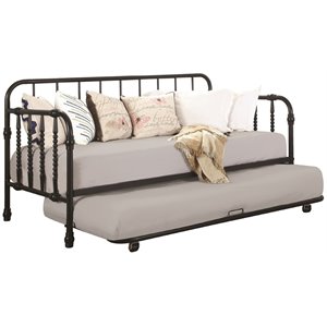 coaster daybed with trundle in black