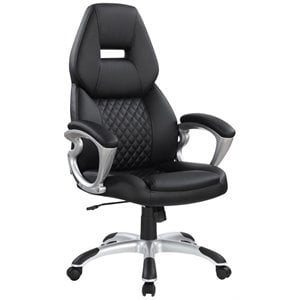 coaster bruce high tufted back faux leather office chair in black