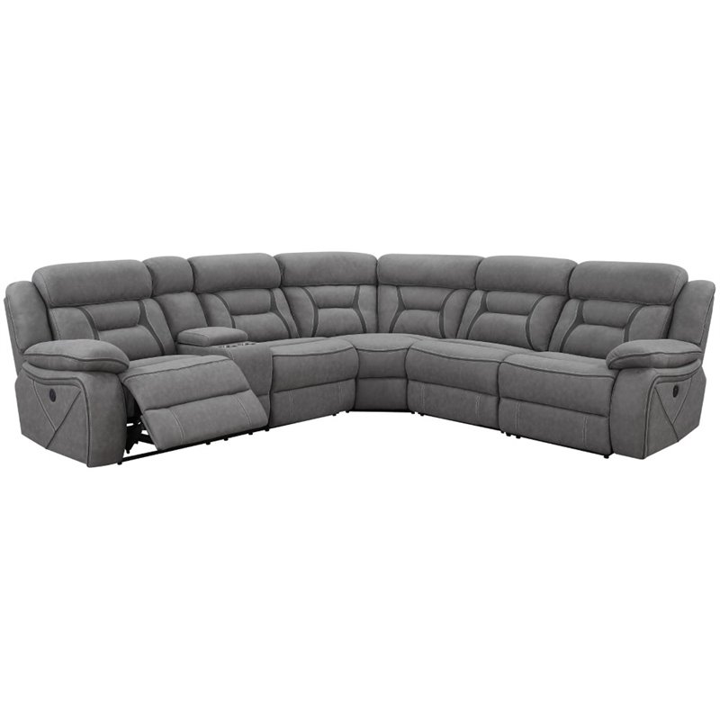 Coaster Camargue Faux Suede Sectional in Gray Cymax Business