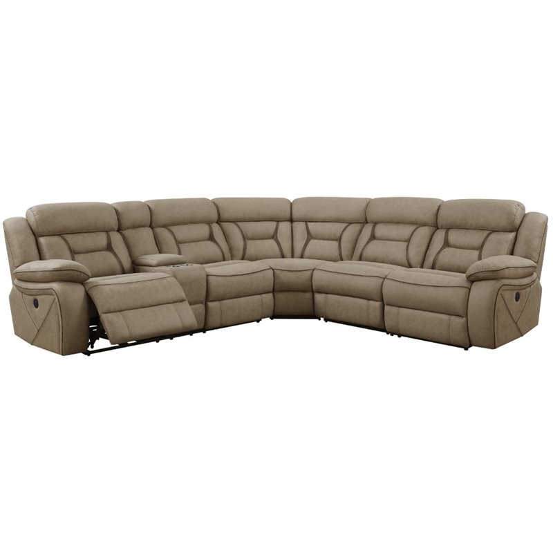 Coaster Camargue Faux Suede Sectional in Tan Cymax Business