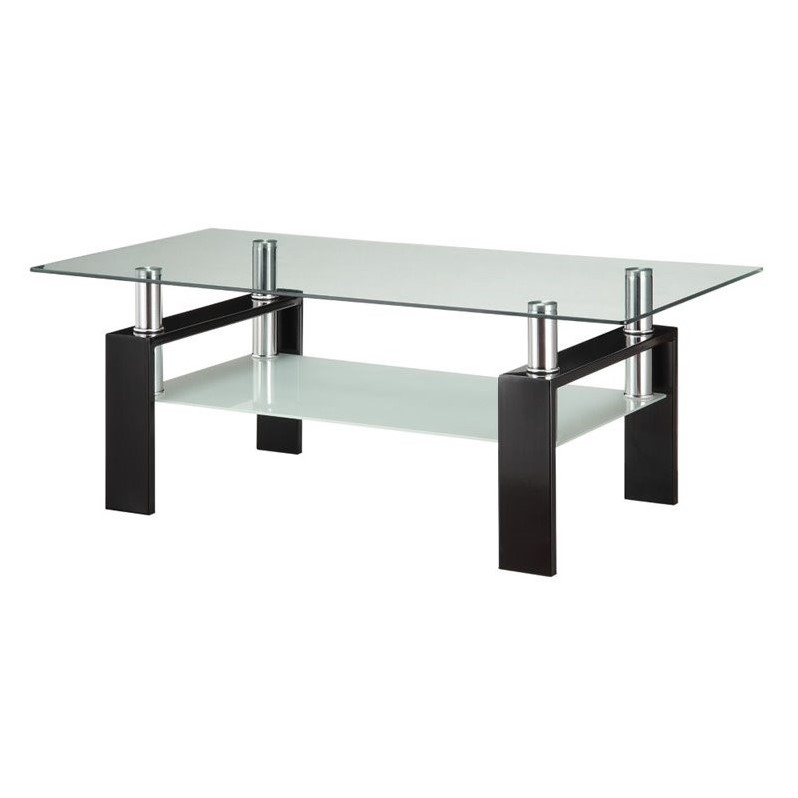 Coaster 2 Piece Glass Top Coffee Table and End Table Set in Black