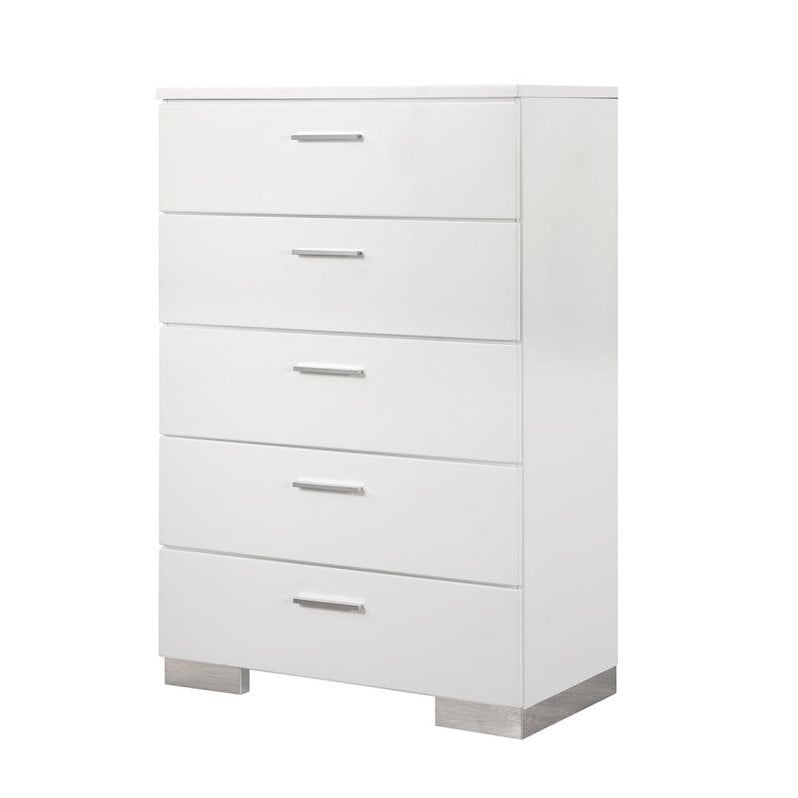 Coaster Felicity 2pc Simple Chest And 2 Drawer Nightstand In White 1898393 Pkg