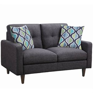 coaster watsonville tufted fabric loveseat in gray and coffee bean