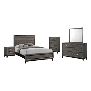 coaster watson 5 piece panel bedroom set in gray oak and black