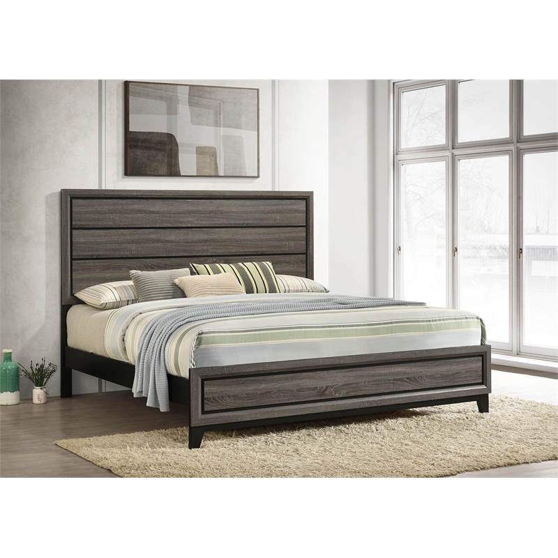 Watson Wood Eastern King Panel Bed Grey Oak