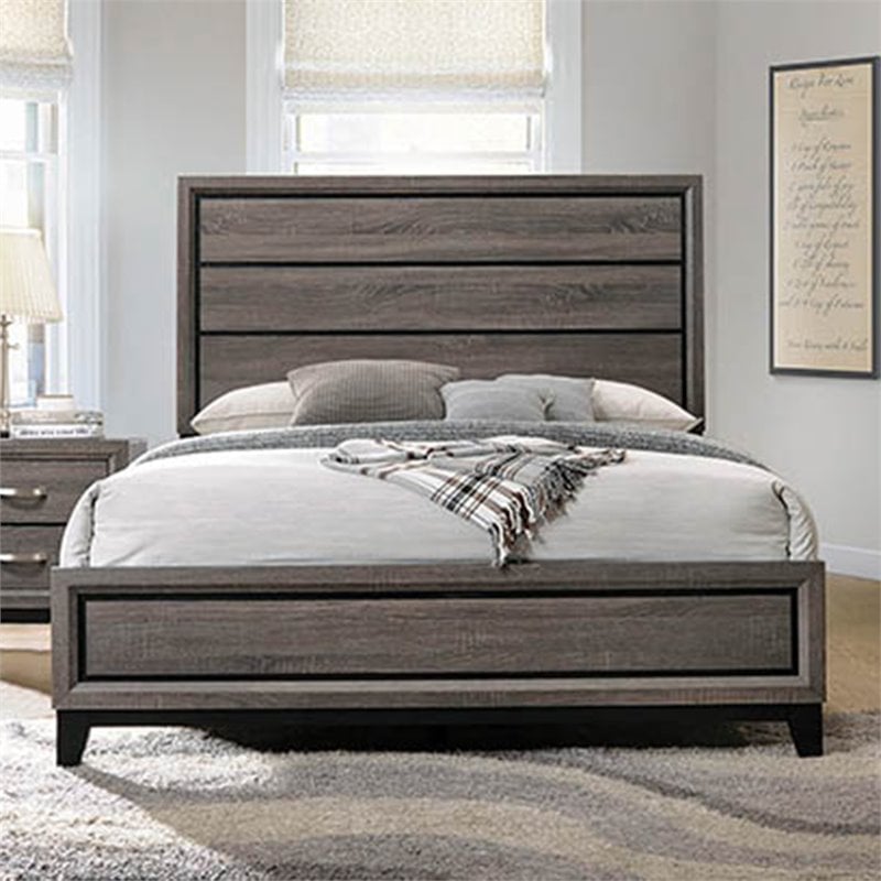 Coaster Watson King Panel Bed In Gray Oak And Black 212421ke