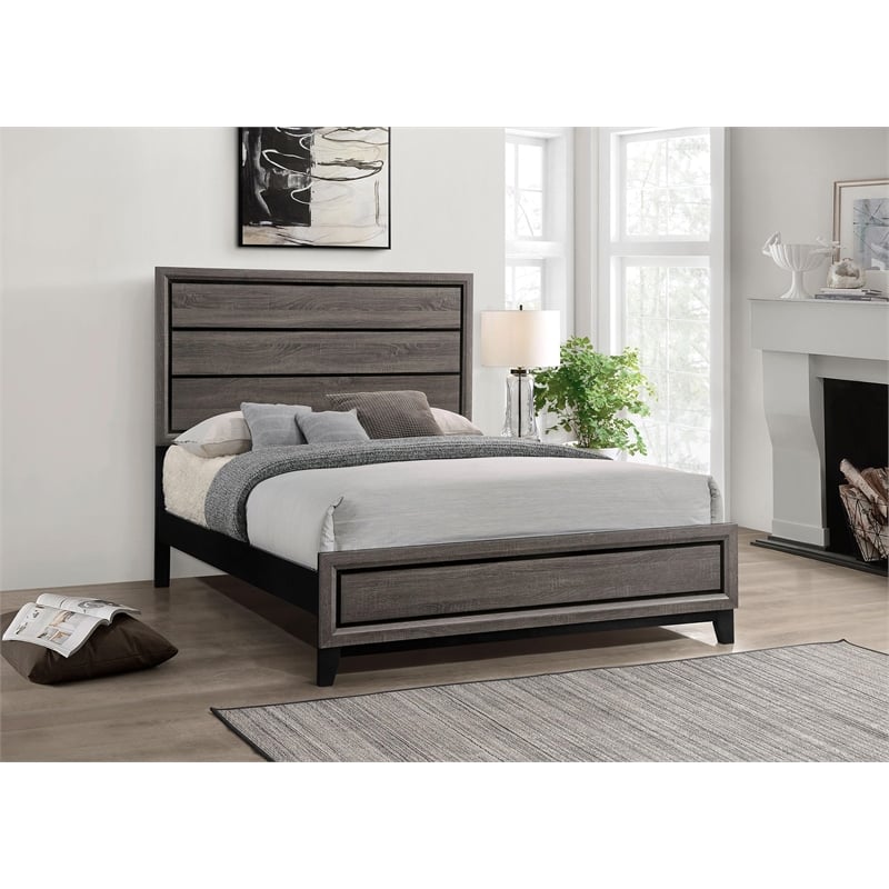Watson Wood Queen Panel Bed Grey Oak