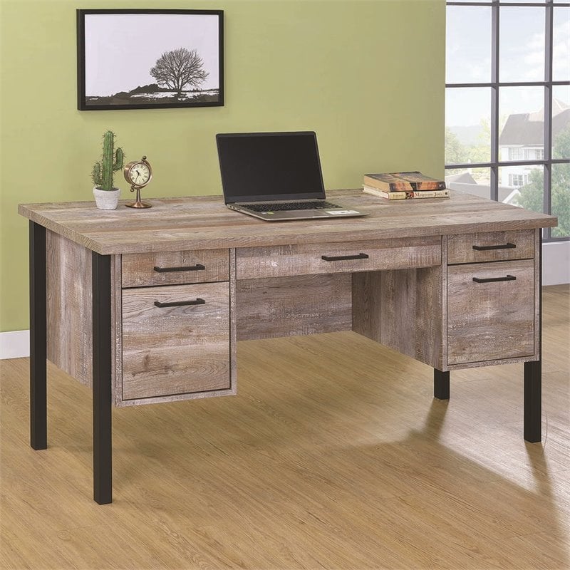 Samson 60-inch 4-drawer Office Computer Desk Weathered Oak