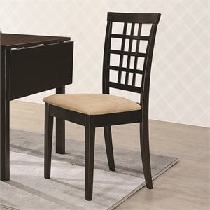 coaster kelso grid back dining side chair in tan and cappuccino