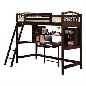 coaster twin wood loft bunk bed with workstation