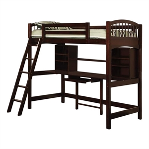 Coaster Perris Transitional Twin Workstation Wood Loft Bed Cappuccino