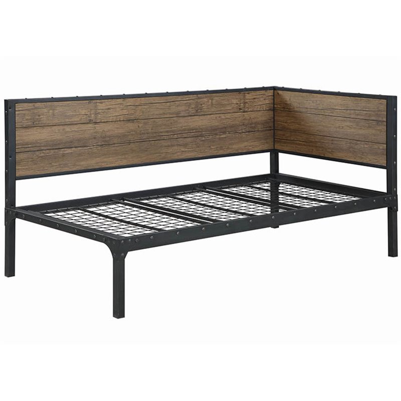 Coaster Getler Modern Metal Daybed In Weathered Chestnut And Black ...