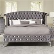 Coaster Deanna 4 Piece King Wingback Bedroom Set in Gray
