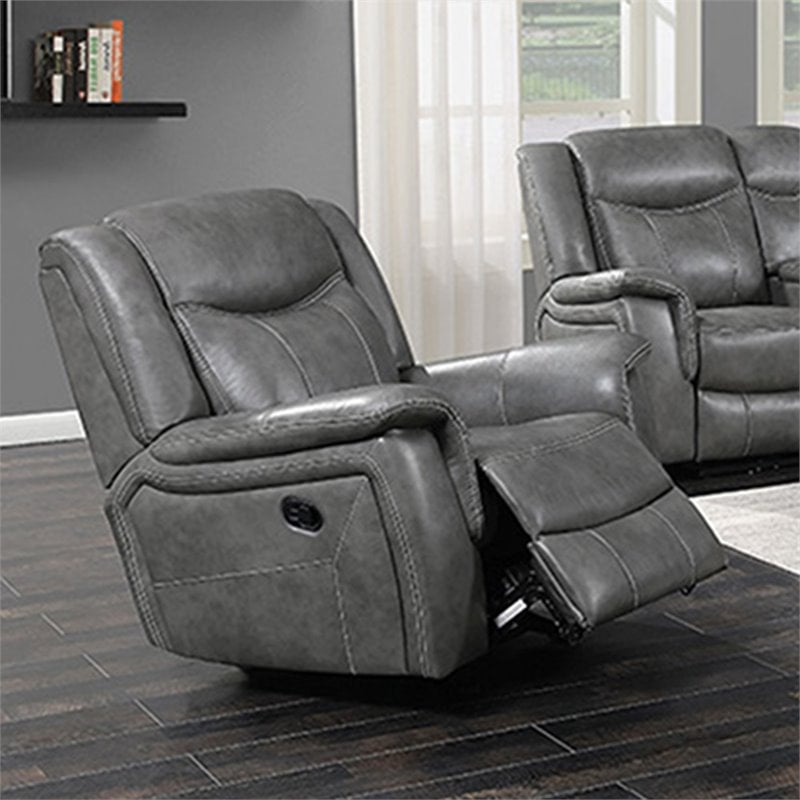 Conrad Upholstered Padded Arm Glider Recliner Grey