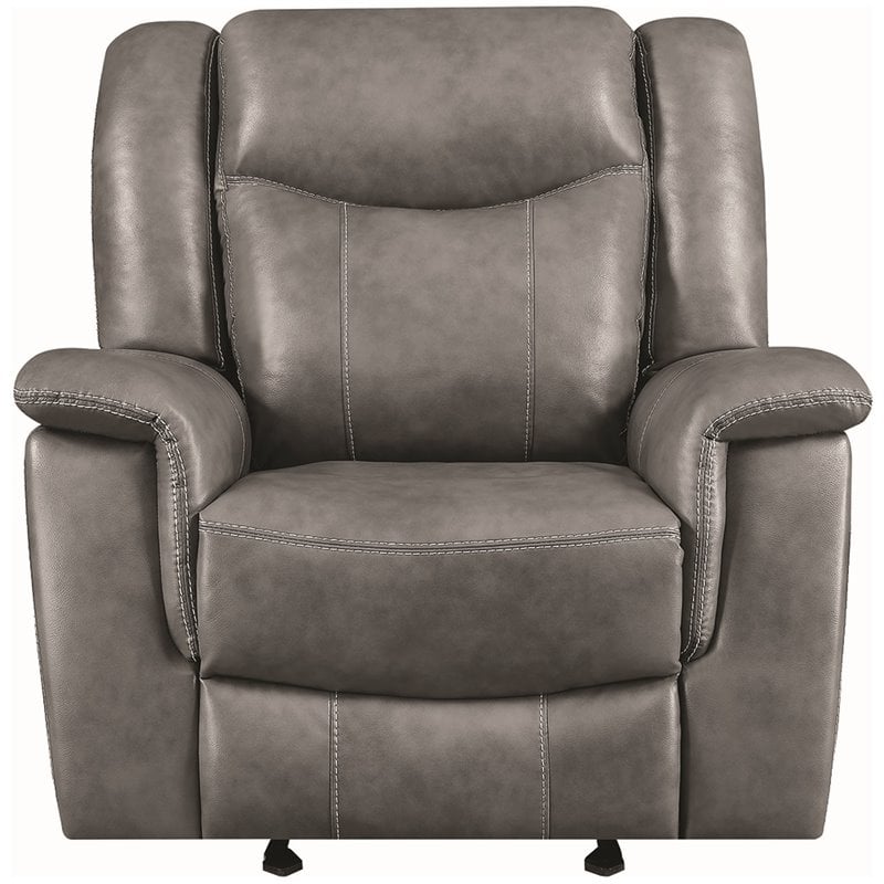Conrad Upholstered Padded Arm Glider Recliner Grey