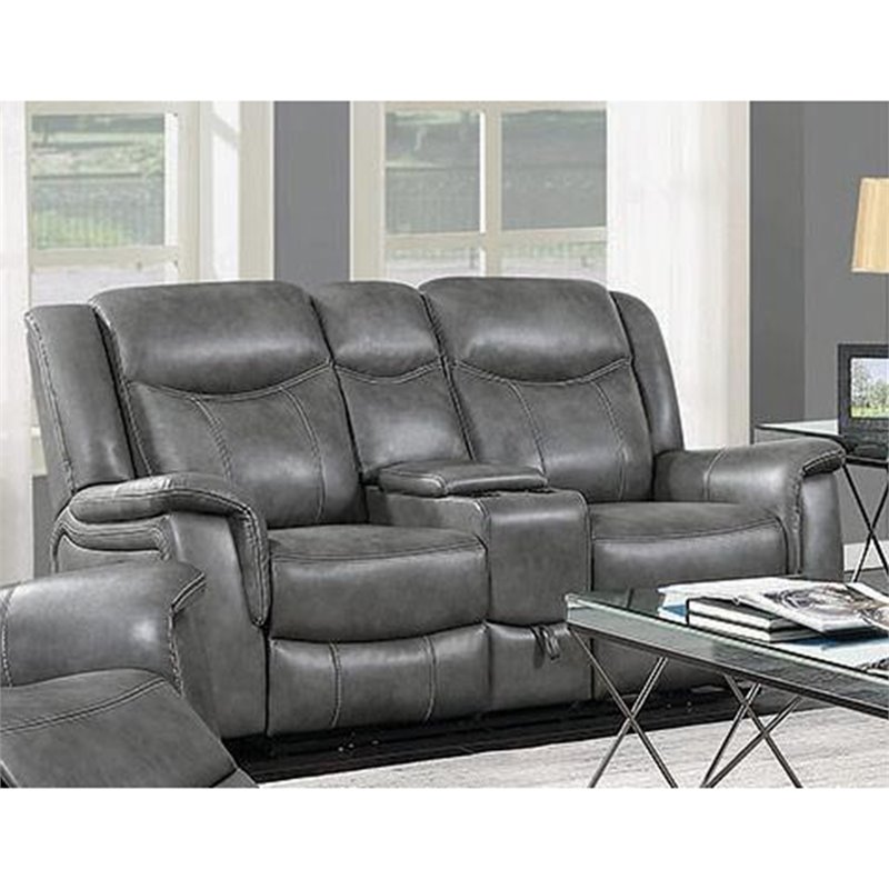 Coaster Conrad Faux Leather Power, Gray Leather Power Reclining Sofa