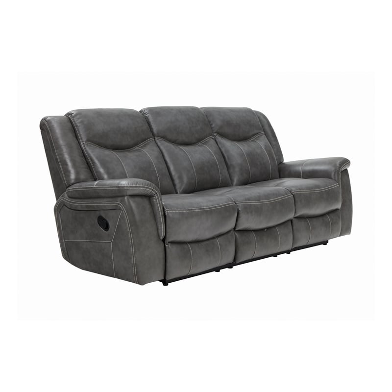 Conrad 2-piece Upholstered Padded Arm Motion Sofa Set Grey