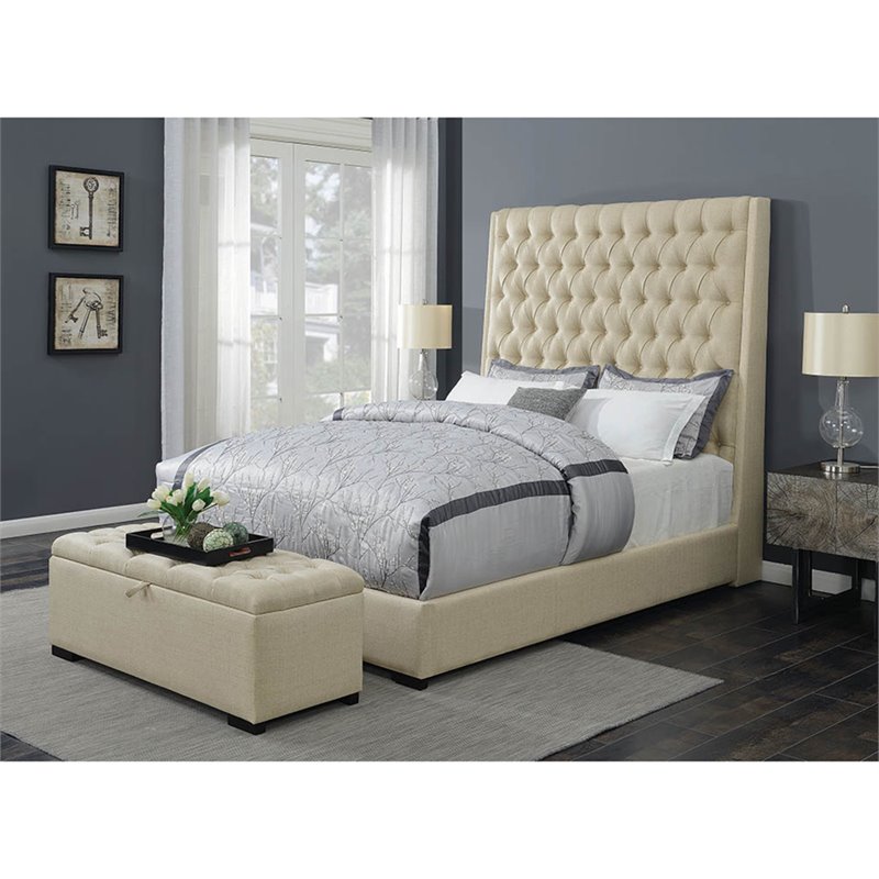 Coaster Camille Tufted Storage Bedroom Bench In Beige And Dark Brown