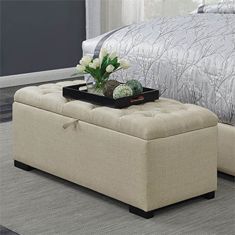 Coaster Camille Tufted Storage Bedroom Bench In Beige And Dark Brown