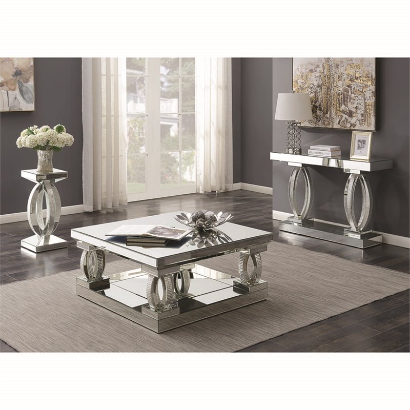 Coaster Avonlea Mirrored End Table in Silver