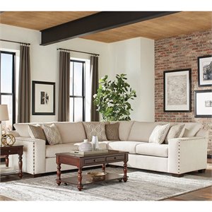 coaster aria corner sectional in oatmeal and cappuccino