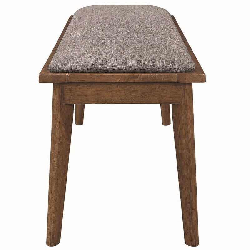 Alfredo Upholstered Dining Bench Grey and Natural Walnut